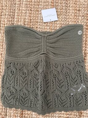 American Eagle Outfitters Olive Green Crochet Strapless Tube Top